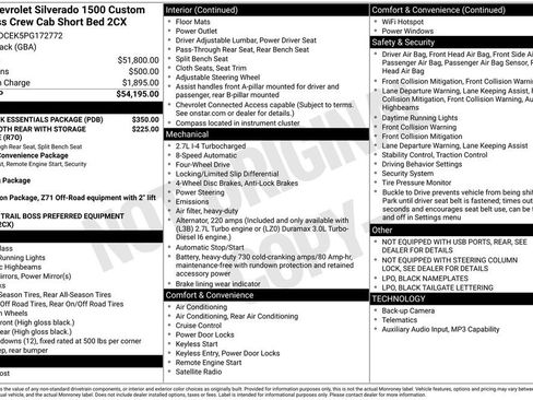 Used 2023 Chevrolet Silverado 1500 Custom Trail Boss w/ LPO, Dark Essentials Package AWD/4WD image 6