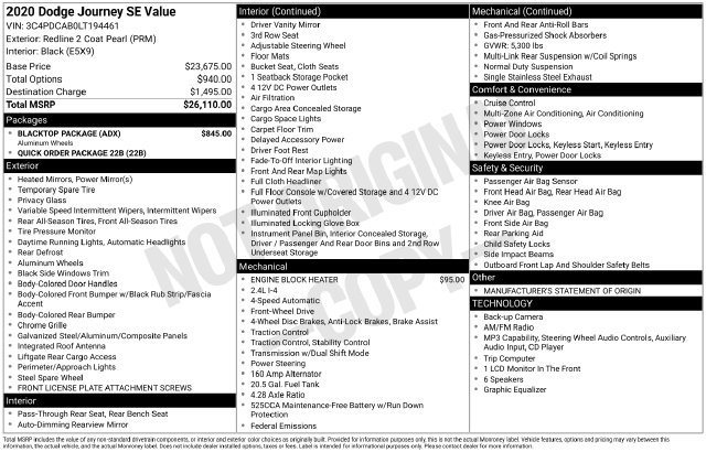 Used 2020 Dodge Journey SE w/ Blacktop Package FWD image 8