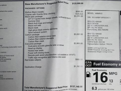 Used 2023 Audi RS Q8 w/ Black Optic Package image 12