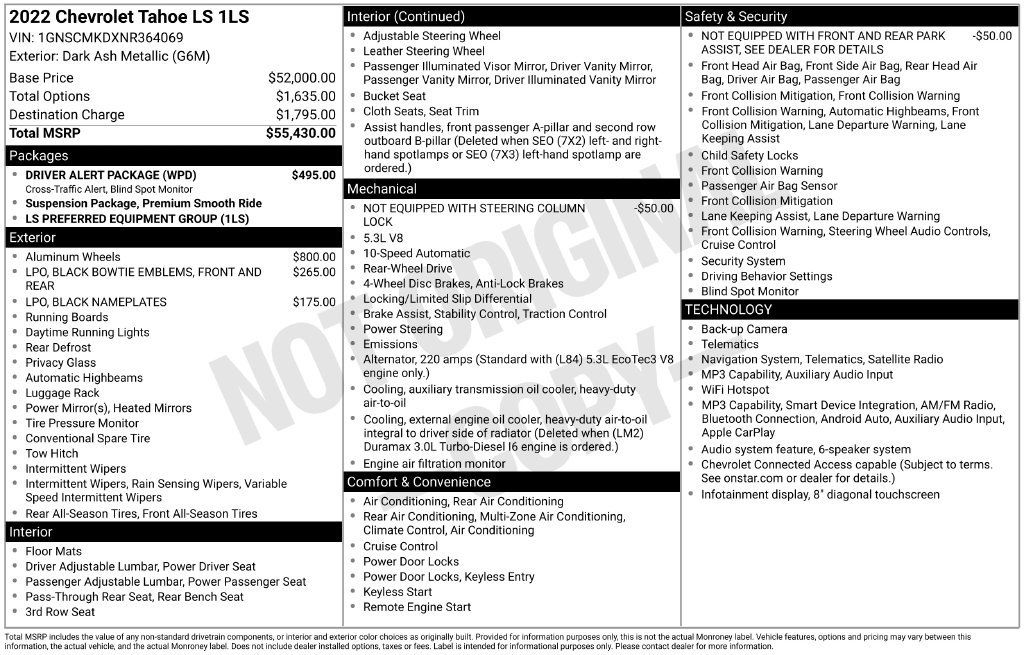 Used 2022 Chevrolet Tahoe LS w/ Driver Alert Package RWD image 7