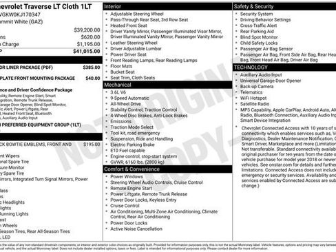 Used 2019 Chevrolet Traverse LT w/ LPO, Floor Liner Package AWD/4WD image 7