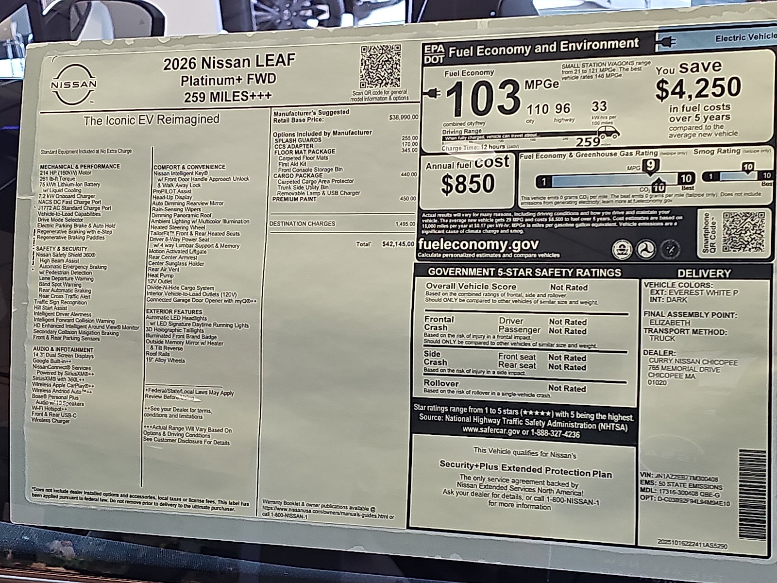 New 2026 Nissan Leaf Platinum+ w/ Cargo Package (Platinum+) FWD image 23
