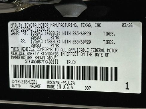 New 2026 Toyota Tundra Limited AWD/4WD image 36