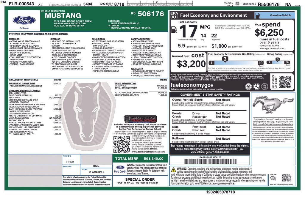 Used 2024 Ford Mustang Dark Horse w/ Dark Horse Handlin Package RWD image 30