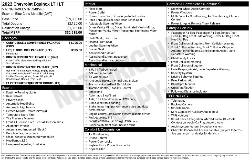 Used 2022 Chevrolet Equinox LT AWD/4WD image 37