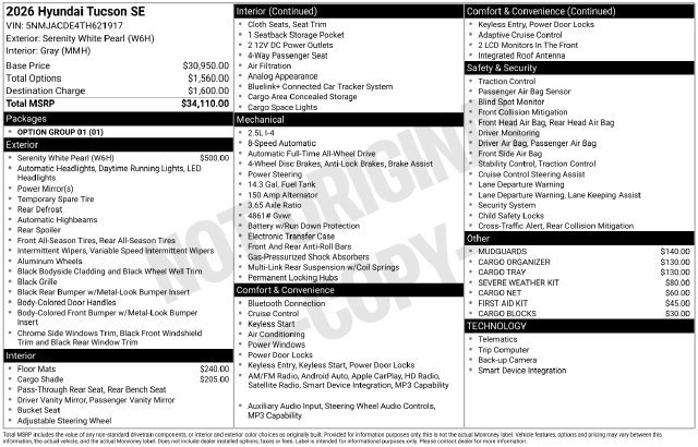 Certified 2026 Hyundai Tucson SE AWD/4WD image 12