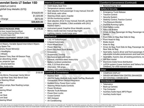 Used 2020 Chevrolet Sonic LT w/ Convenience Package image 39