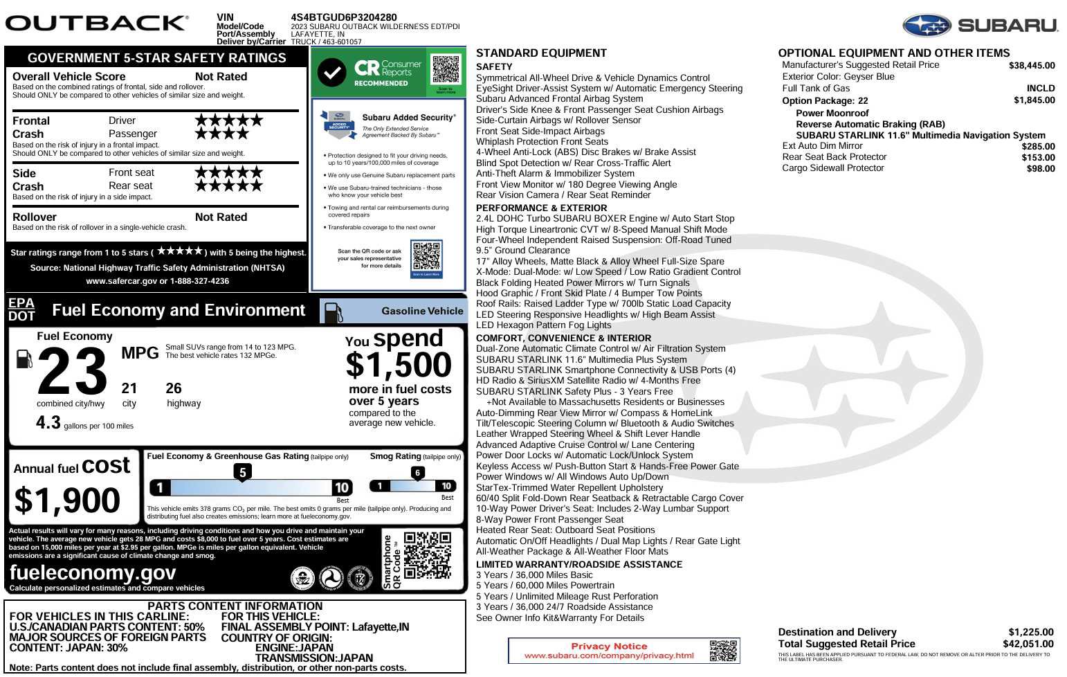 Used 2023 Subaru Outback Wilderness AWD/4WD image 3