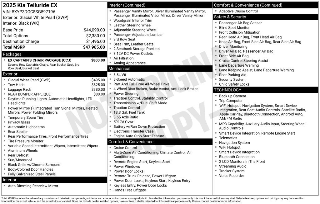 Certified 2025 Kia Telluride EX w/ EX Captain's Chair Package AWD/4WD image 17