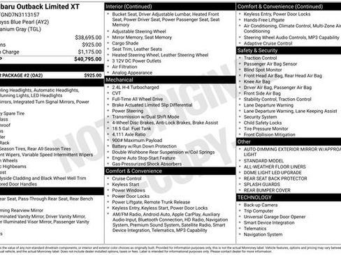 Used 2022 Subaru Outback Limited XT w/ Popular Package #2 AWD/4WD image 29