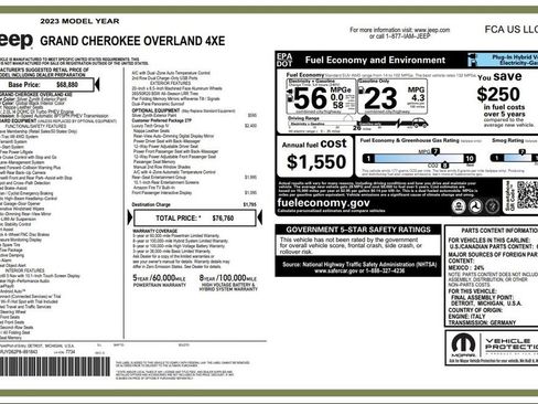 Used 2023 Jeep Grand Cherokee Overland w/ Luxury Tech Group IV AWD/4WD image 3
