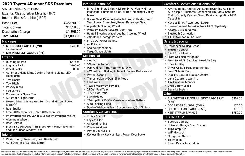 Certified 2023 Toyota 4Runner SR5 Premium w/ Moonroof Package AWD/4WD image 29