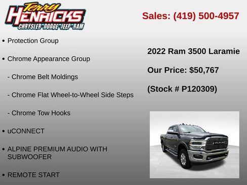 Used 2022 RAM 3500 Laramie w/ Chrome Appearance Group AWD/4WD image 6