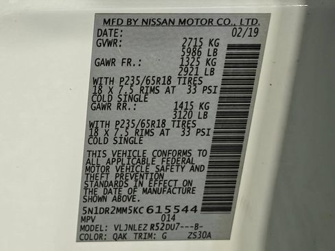 Used 2019 Nissan Pathfinder SV AWD/4WD image 57