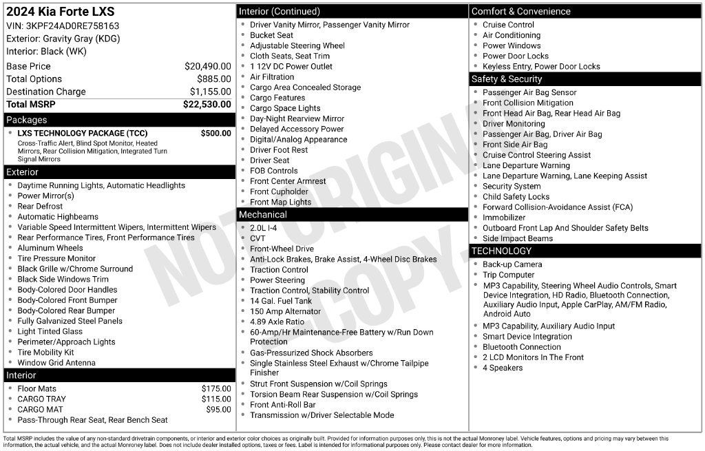 Used 2024 Kia Forte LXS w/ LXS Technology Package FWD image 15