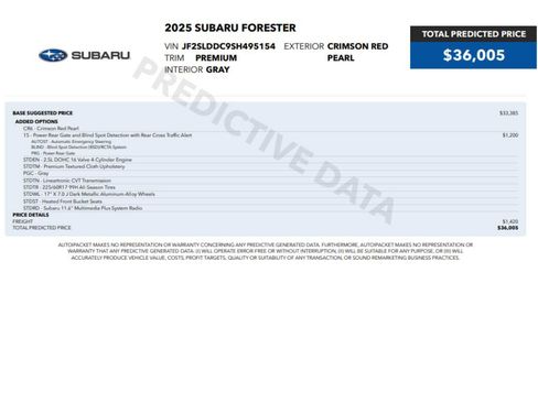 Used 2025 Subaru Forester Premium w/ Convenience Package #1 AWD/4WD image 2