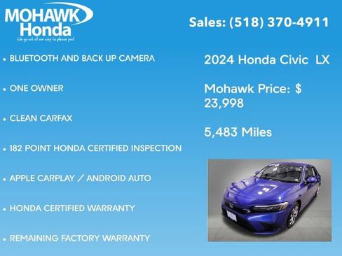 Certified 2024 Honda Civic LX image 7