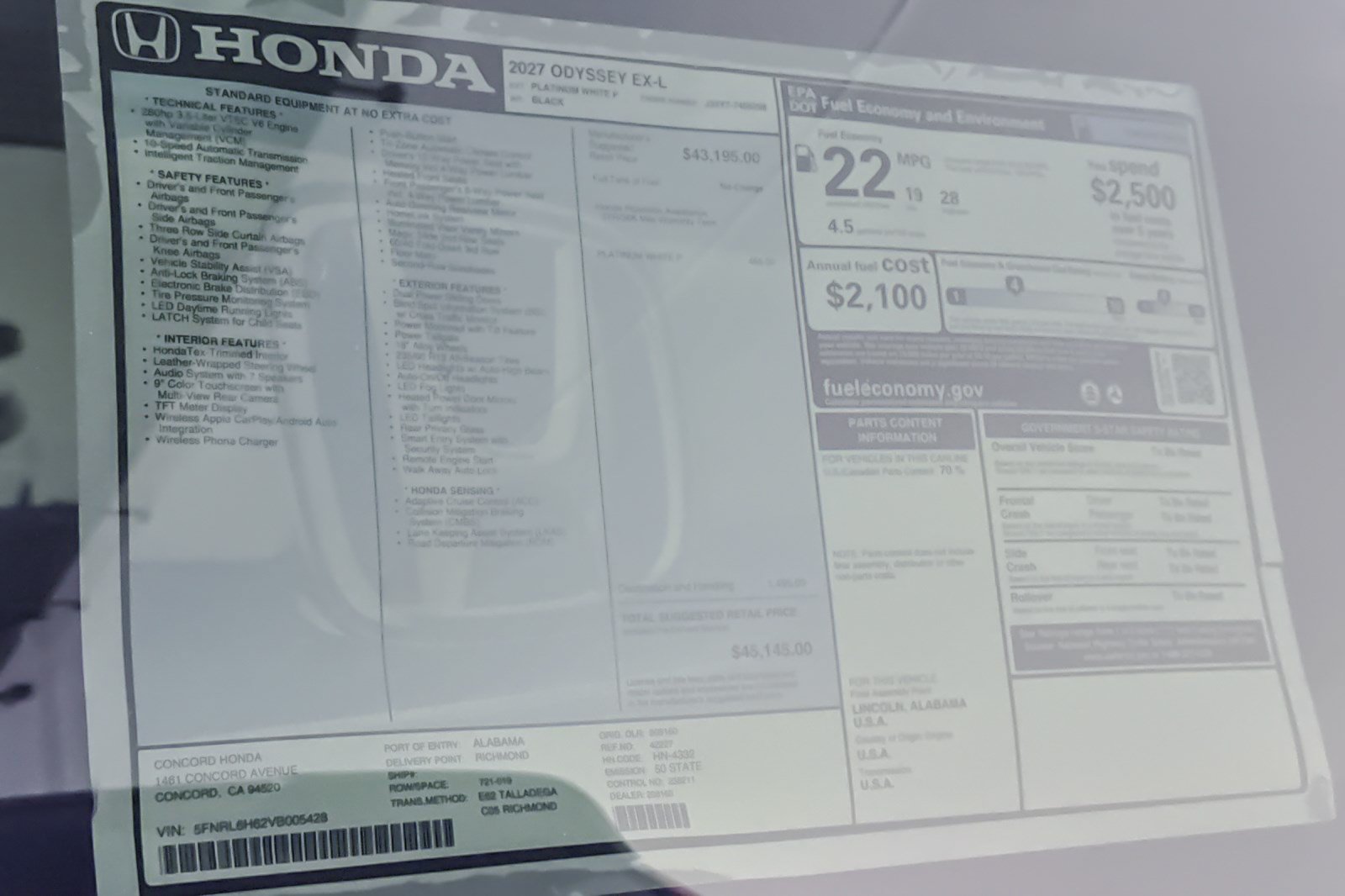 New 2027 Honda Odyssey EX-L image 32