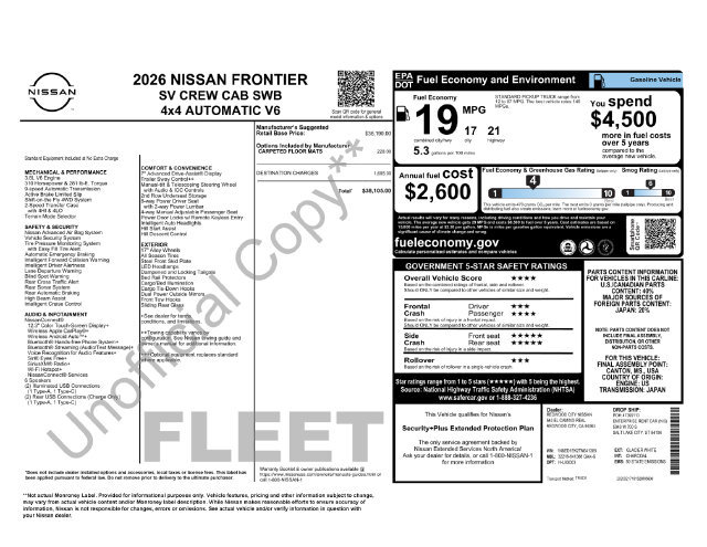 Used 2026 Nissan Frontier SV AWD/4WD image 2