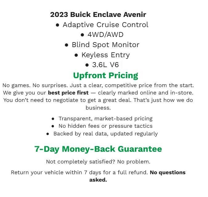 Certified 2023 Buick Enclave Avenir w/ Avenir Technology Package AWD/4WD image 2