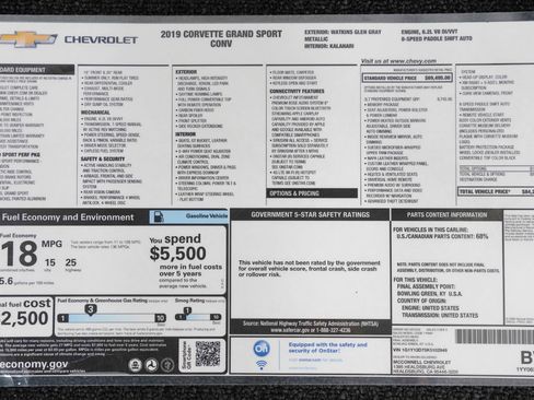 Used 2019 Chevrolet Corvette Grand Sport RWD image 5