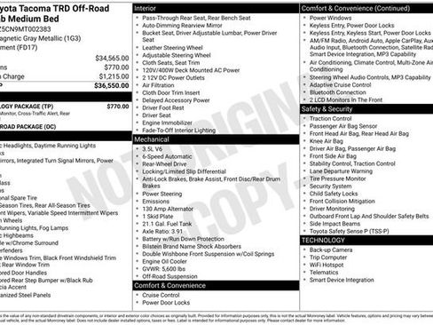 Used 2021 Toyota Tacoma TRD Off-Road w/ Technology Package RWD image 2