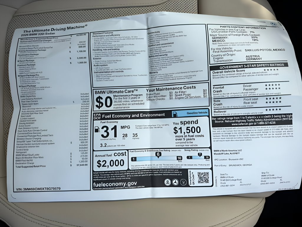 New 2026 BMW 330i Sedan w/ M Sport Package RWD image 25