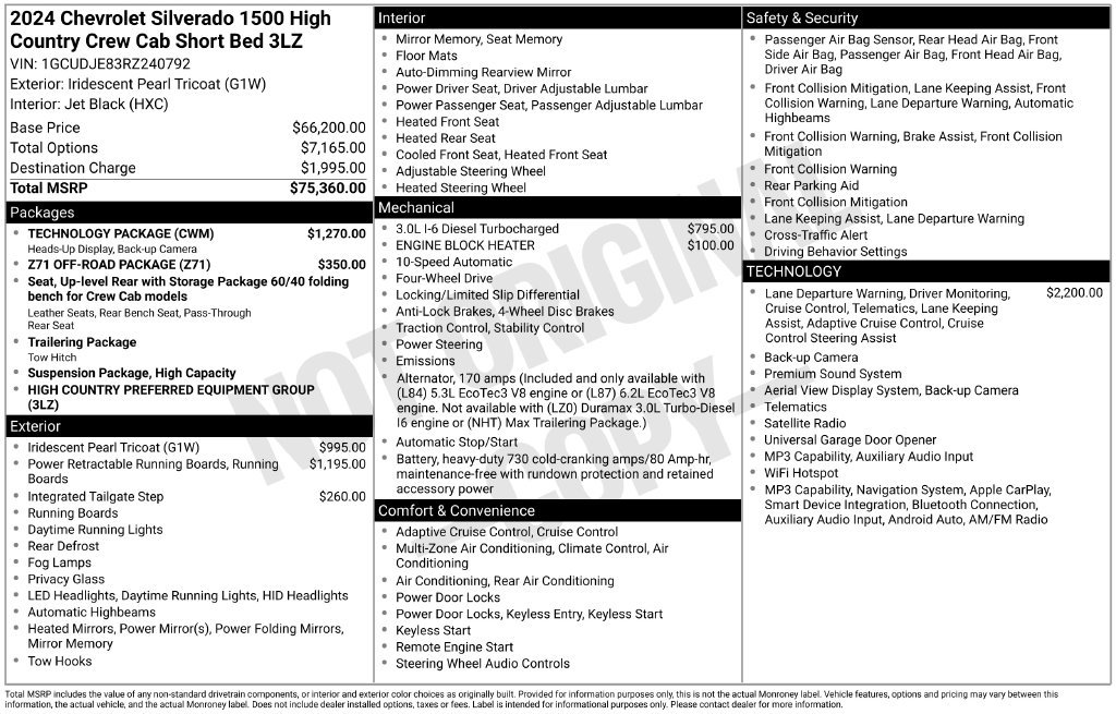 Used 2024 Chevrolet Silverado 1500 High Country w/ Technology Package AWD/4WD image 13