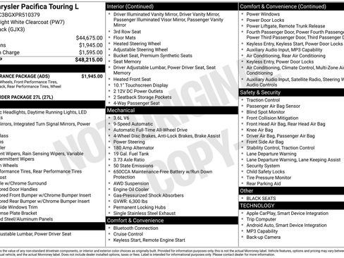 Used 2023 Chrysler Pacifica Touring-L w/ S Appearance Package AWD/4WD image 26
