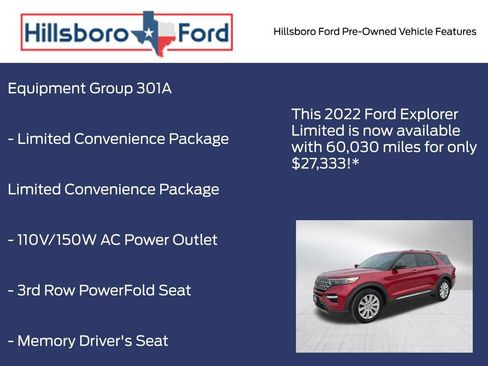 Used 2022 Ford Explorer Limited w/ Equipment Group 301A RWD image 3
