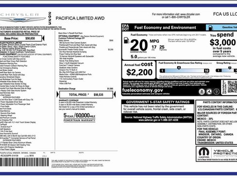 New 2023 Chrysler Pacifica Limited w/ Uconnect Theater Family Group image 2