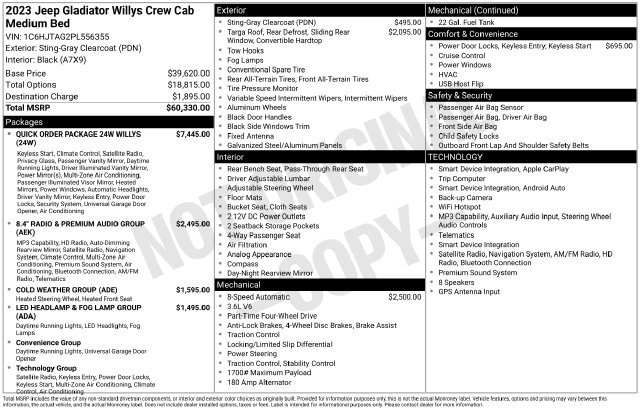 Used 2023 Jeep Gladiator Sport AWD/4WD image 13