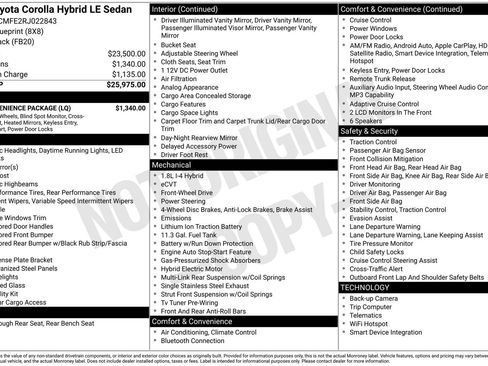 Used 2024 Toyota Corolla LE w/ LE Convenience Package image 4