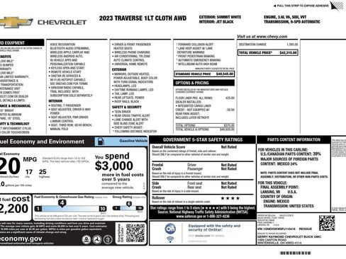 Used 2023 Chevrolet Traverse LT w/ LPO, Floor Liner Package image 40