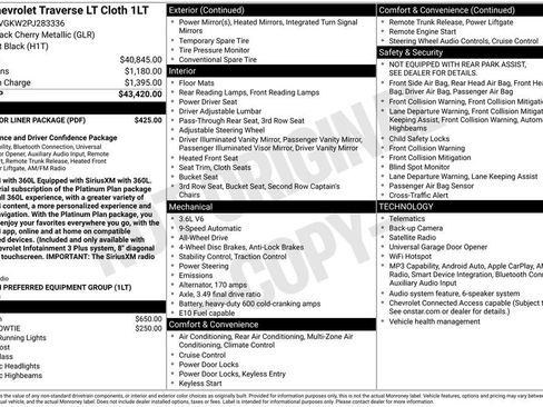 Used 2023 Chevrolet Traverse LT w/ LPO, Floor Liner Package AWD/4WD image 3