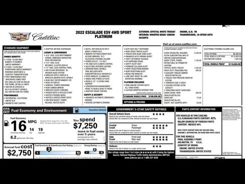 Used 2022 Cadillac Escalade ESV Sport Platinum w/ Heavy-Duty Trailer Package AWD/4WD image 3