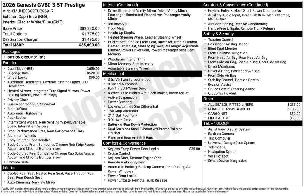New 2026 Genesis GV80 3.5T Prestige AWD/4WD image 9