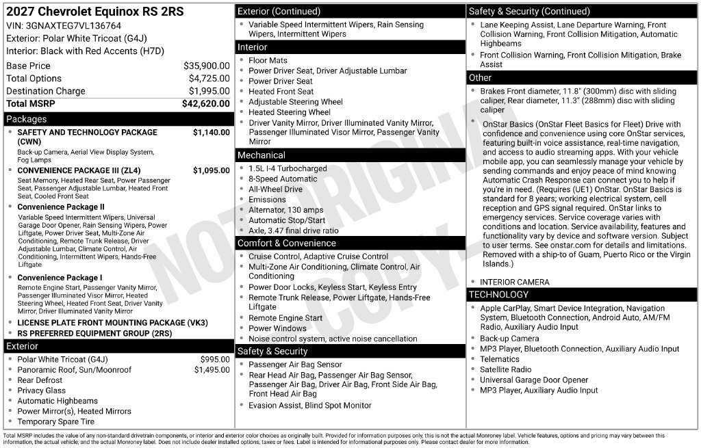 Used 2027 Chevrolet Equinox RS w/ Safety and Technology Package AWD/4WD image 27