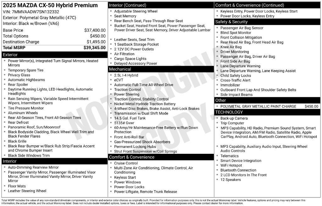 Used 2025 MAZDA CX-50 AWD 2.5 Hybrid w/ Premium Pkg image 27