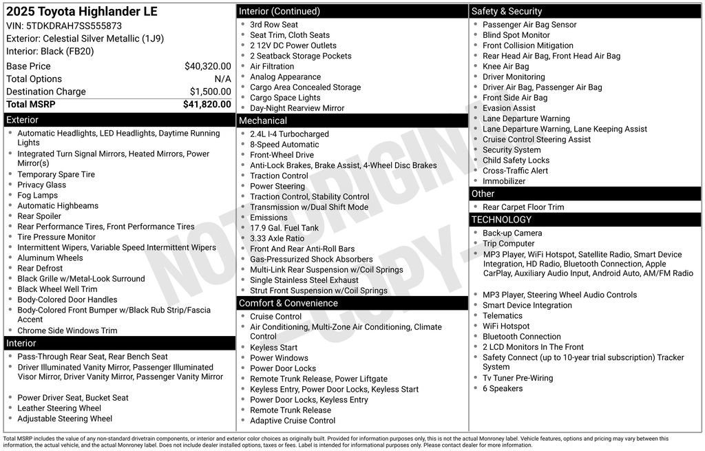 Used 2025 Toyota Highlander LE FWD image 3