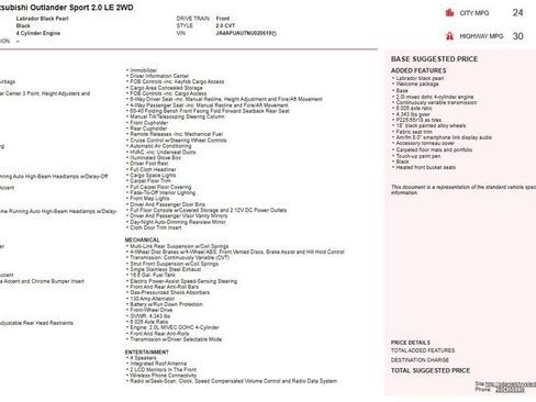 Used 2022 Mitsubishi Outlander Sport LE image 2