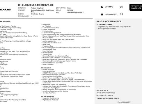 Used 2016 Lexus NX 200t FWD image 6