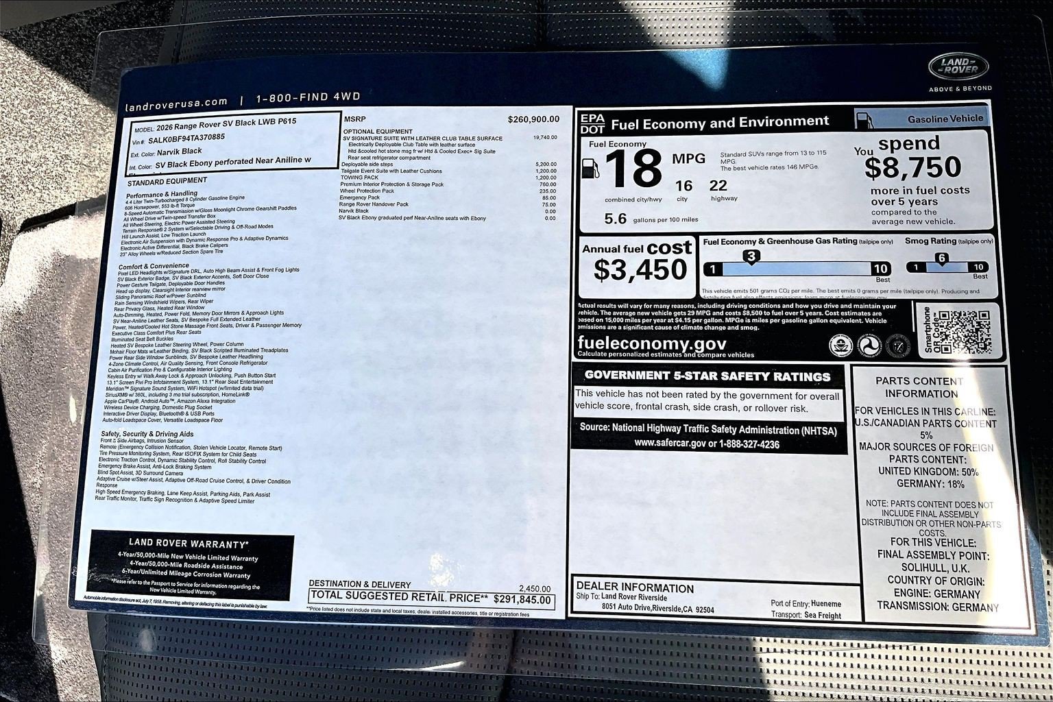 New 2026 Land Rover Range Rover Long Wheel Base SV AWD/4WD image 15
