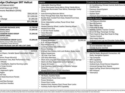 Used 2019 Dodge Challenger SRT Hellcat w/ Laguna Leather Package RWD image 20