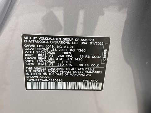 Used 2022 Volkswagen Atlas SE AWD/4WD image 11