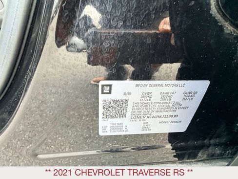 Used 2021 Chevrolet Traverse RS w/ LPO, Floor Liner Package image 26