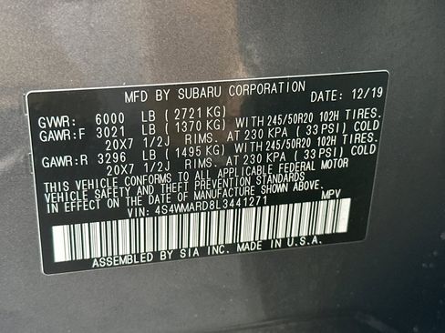 Used 2020 Subaru Ascent Touring w/ Popular Package #2A image 59