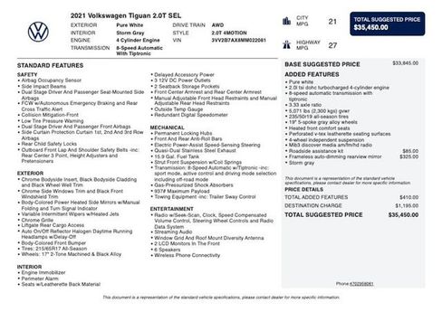 Used 2021 Volkswagen Tiguan SEL AWD/4WD image 4