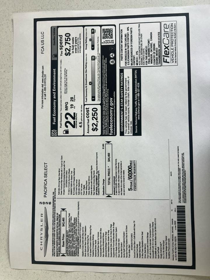 Used 2026 Chrysler Pacifica Select FWD image 25