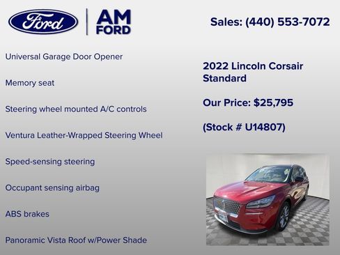 Used 2022 Lincoln Corsair AWD w/ Premium Package image 24
